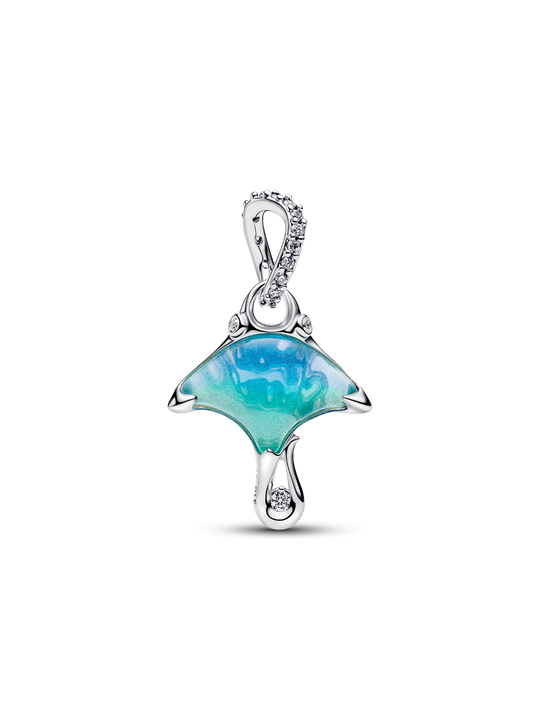 Manta Ray Dangle Charm - Sterling Silver