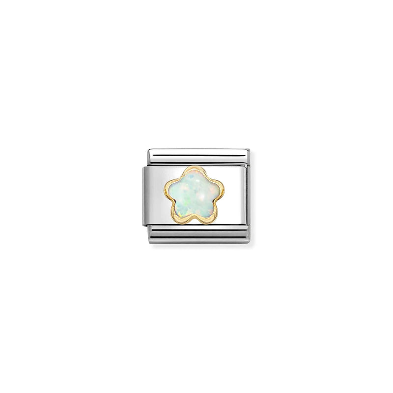 Composable Classic White Opal Flower Link - Gold - 030522/07
