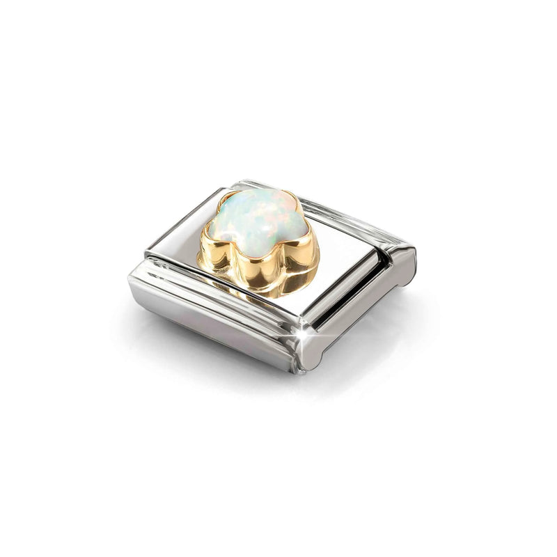 Composable Classic White Opal Flower Link - Gold - 030522/07