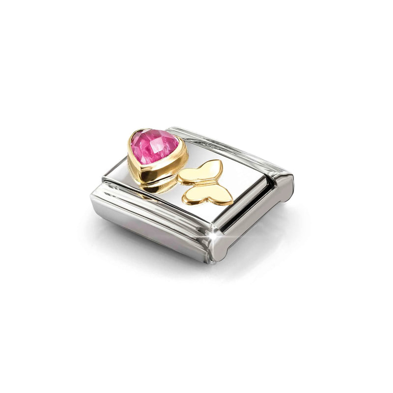 Composable Classic Pink CZ Heart & Butterfly Link - Gold - 030613/14