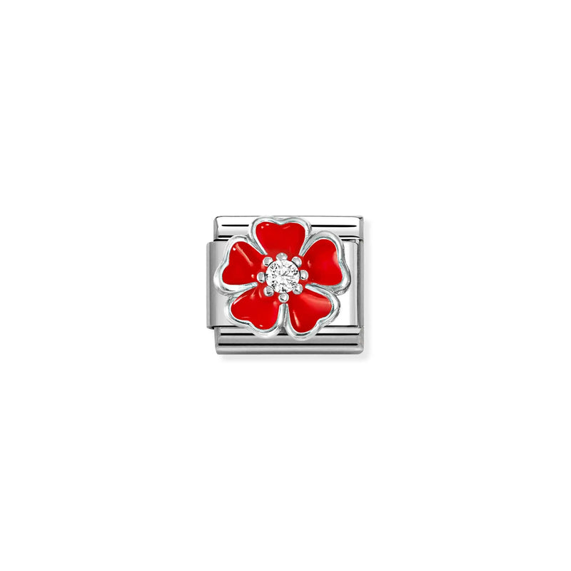 Composable Classic Red Flower Link - Silver - 330321/20