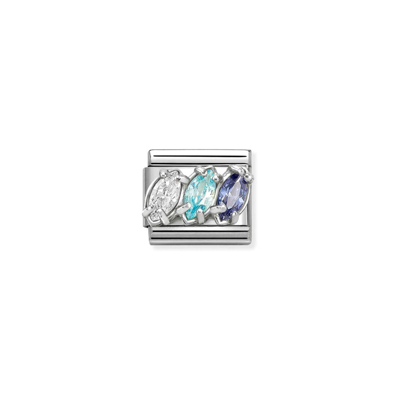 Composable Classic Trilogy White/Blue CZ Link - Silver - 330329/19