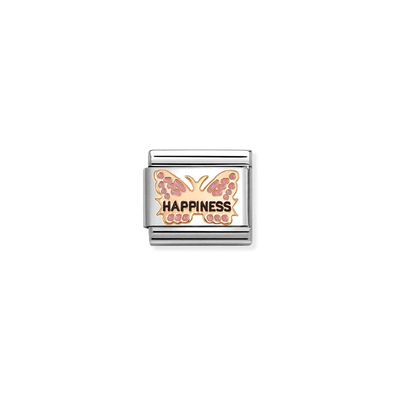 Composable Classic Pink Butterfly HAPPINESS Link - Rose Gold - 430202/49