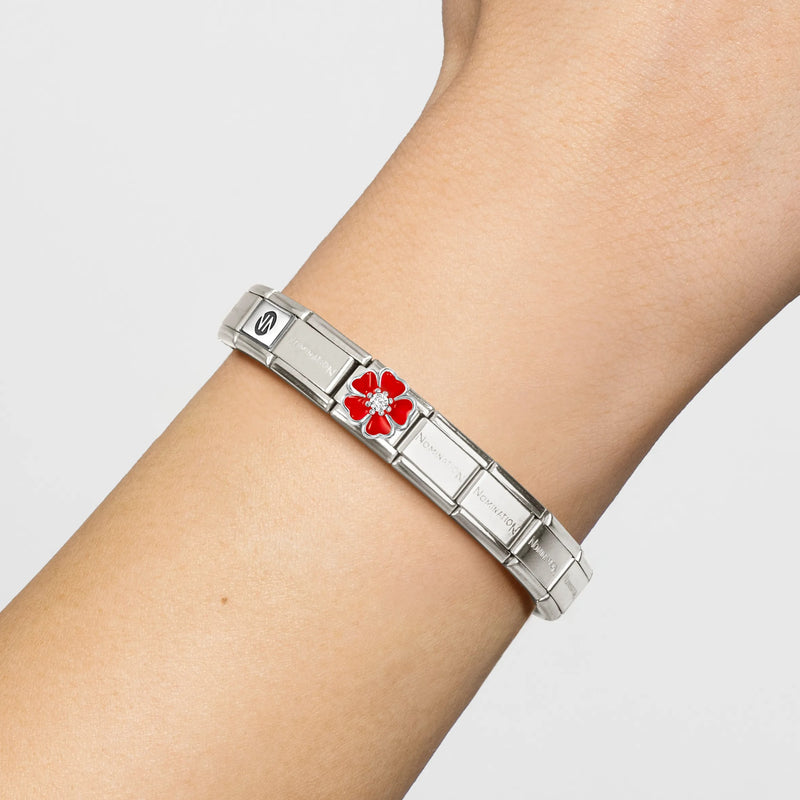 Composable Classic Red Flower Link - Silver - 330321/20