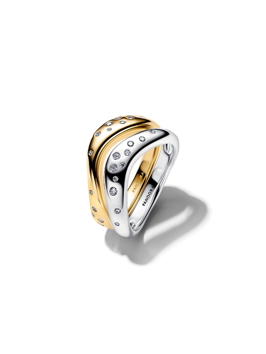 Splittable Cubic Zirconia Ring - Silver/14ct Gold Plating