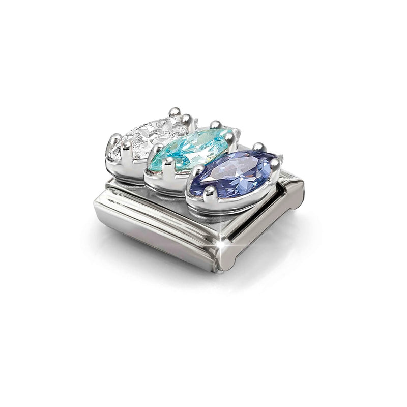 Composable Classic Trilogy White/Blue CZ Link - Silver - 330329/19