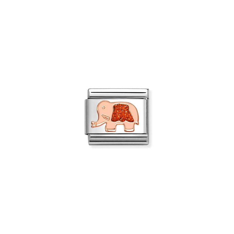 Composable Classic Glitter Red Elephant Link - Rose Gold - 430205/37