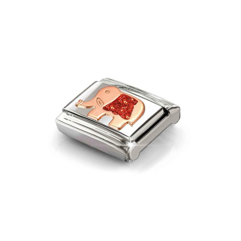 Composable Classic Glitter Red Elephant Link - Rose Gold - 430205/37