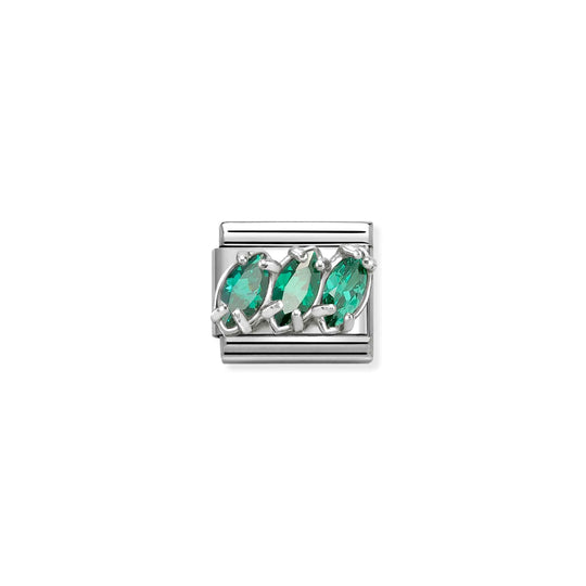 Composable Classic Trilogy Green CZ Link - Silver - 330329/23