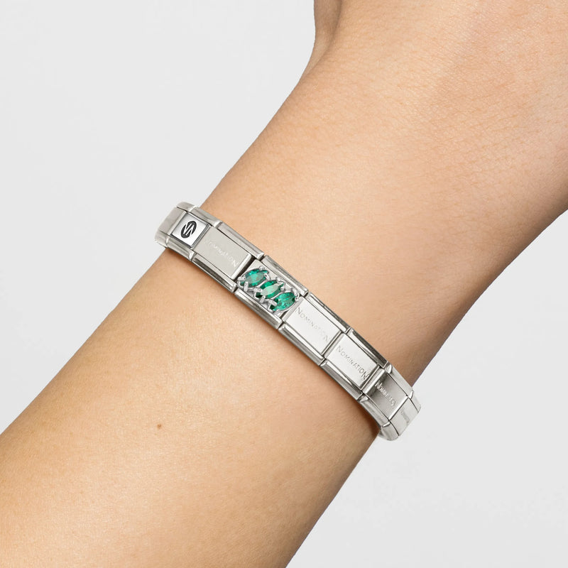 Composable Classic Trilogy Green CZ Link - Silver - 330329/23