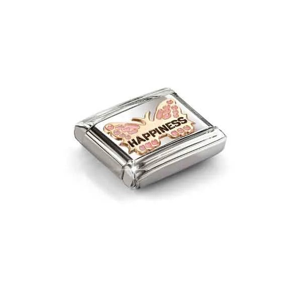 Composable Classic Pink Butterfly HAPPINESS Link - Rose Gold - 430202/49