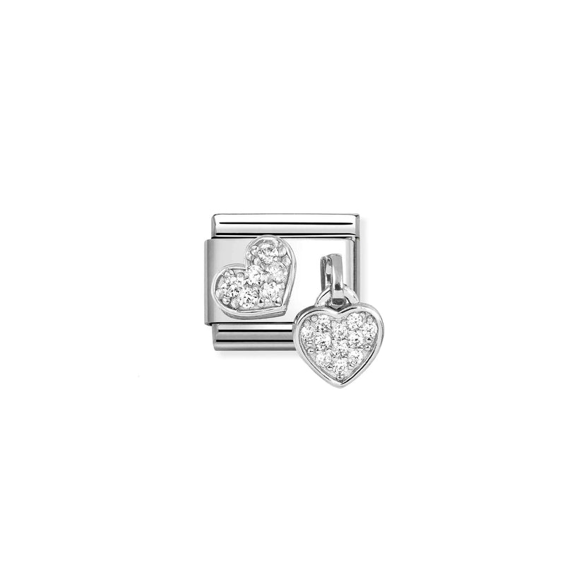 Composable Classic CZ Pave Hearts Pendant Link - Silver - 331817/15