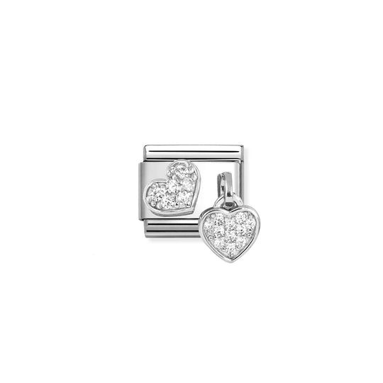 Composable Classic CZ Pave Hearts Pendant Link - Silver - 331817/15