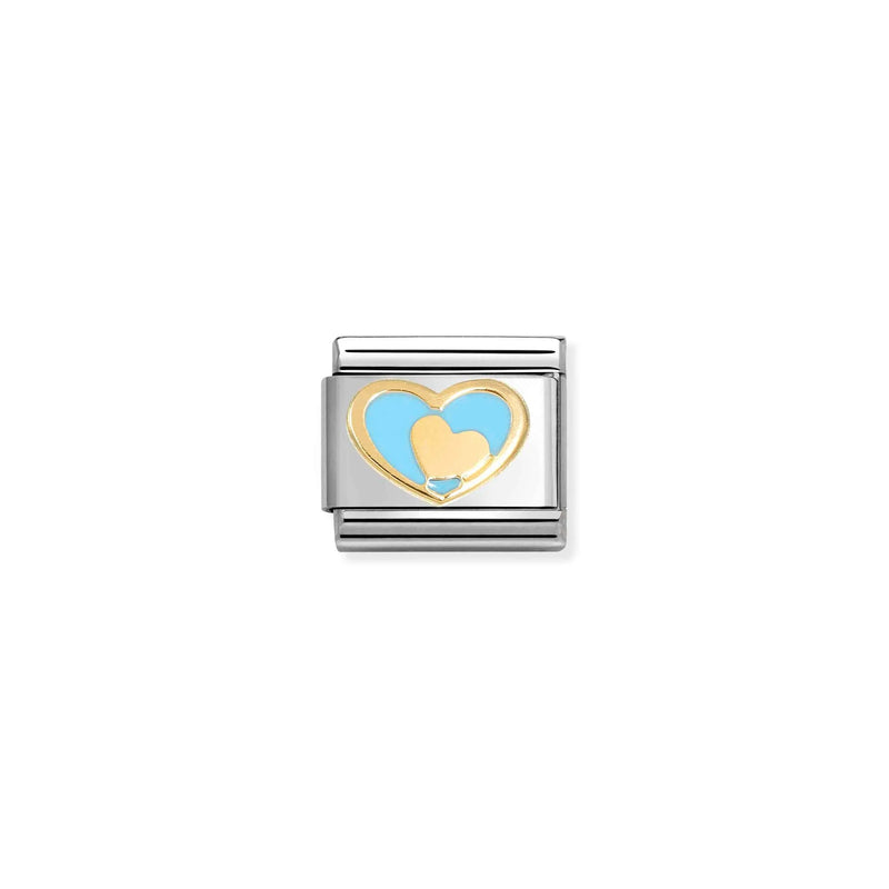 Composable Classic Blue Heart/Gold Heart Link - Gold - 030283/31