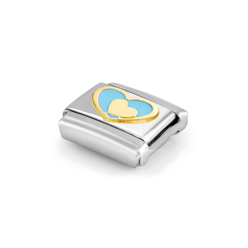 Composable Classic Blue Heart/Gold Heart Link - Gold - 030283/31