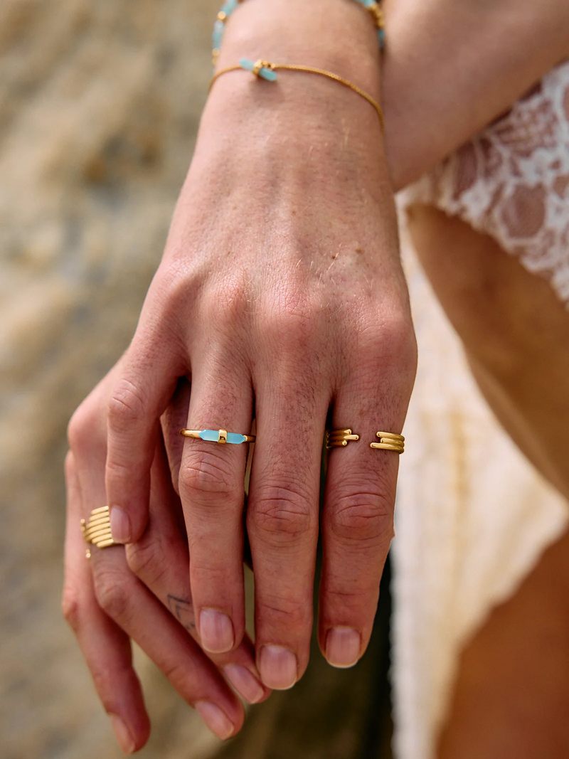 Tranquility Amazonite T-Bar Adjustable Ring - Gold - RSR02GP