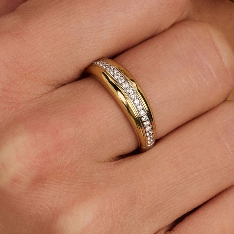 Layered Cubic Zirconia Ring - Gold - 12406ZY