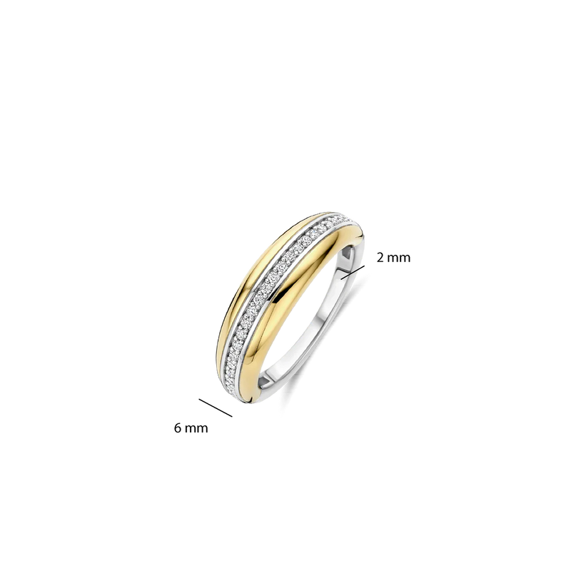 Layered Cubic Zirconia Ring - Gold - 12406ZY