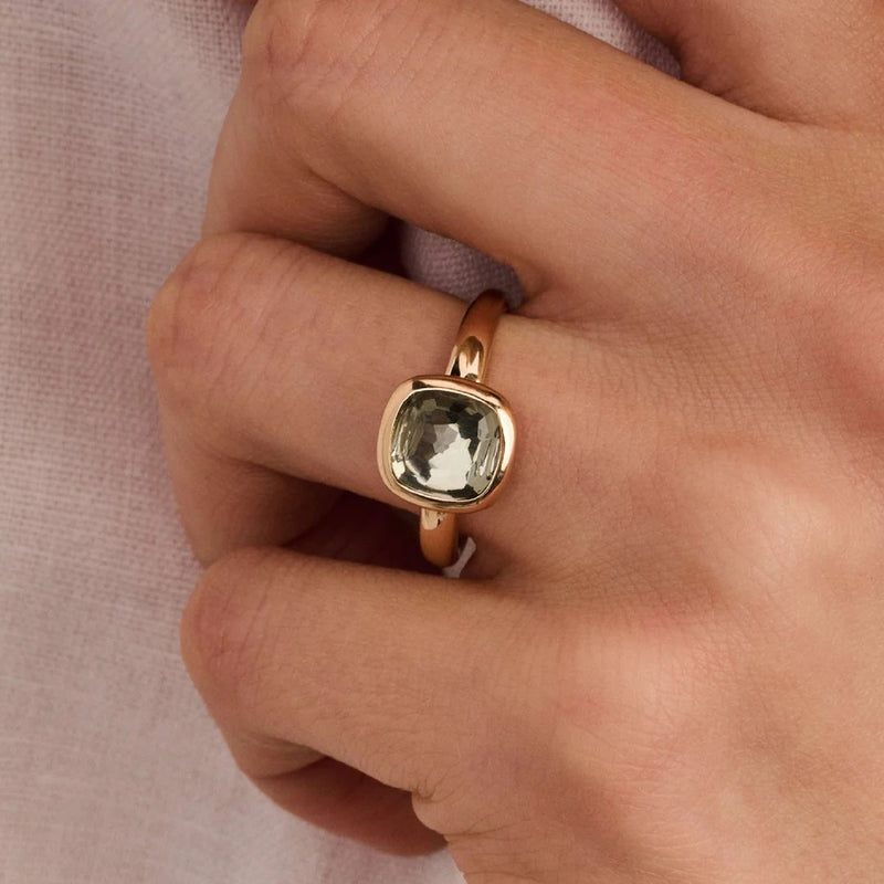 Zirconia Cushion Ring - Rose Gold - 12415GR