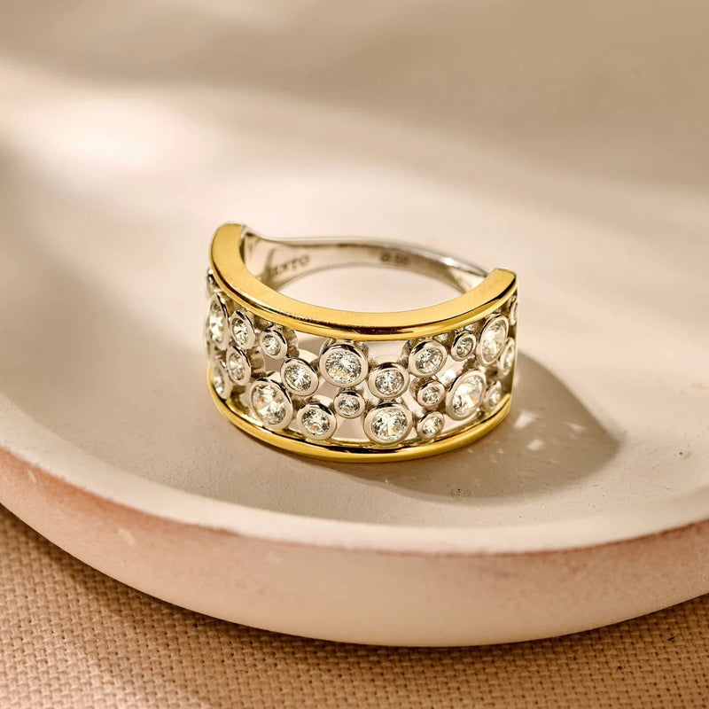 Open Sparkle Statement Ring - Silver/Gold