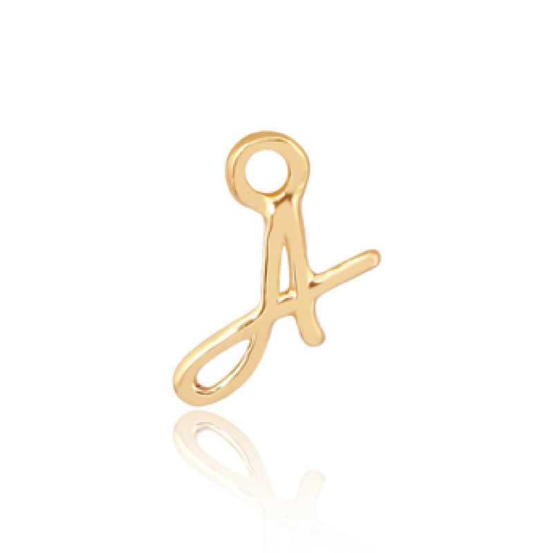 Initial A Alphabet Charm - Gold