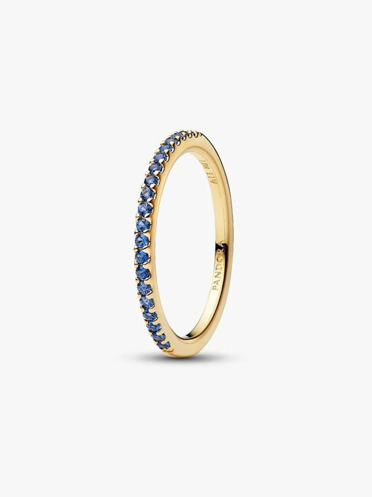 Sparkling Blue Half-Eternity Band Ring - 14ct Gold Plating