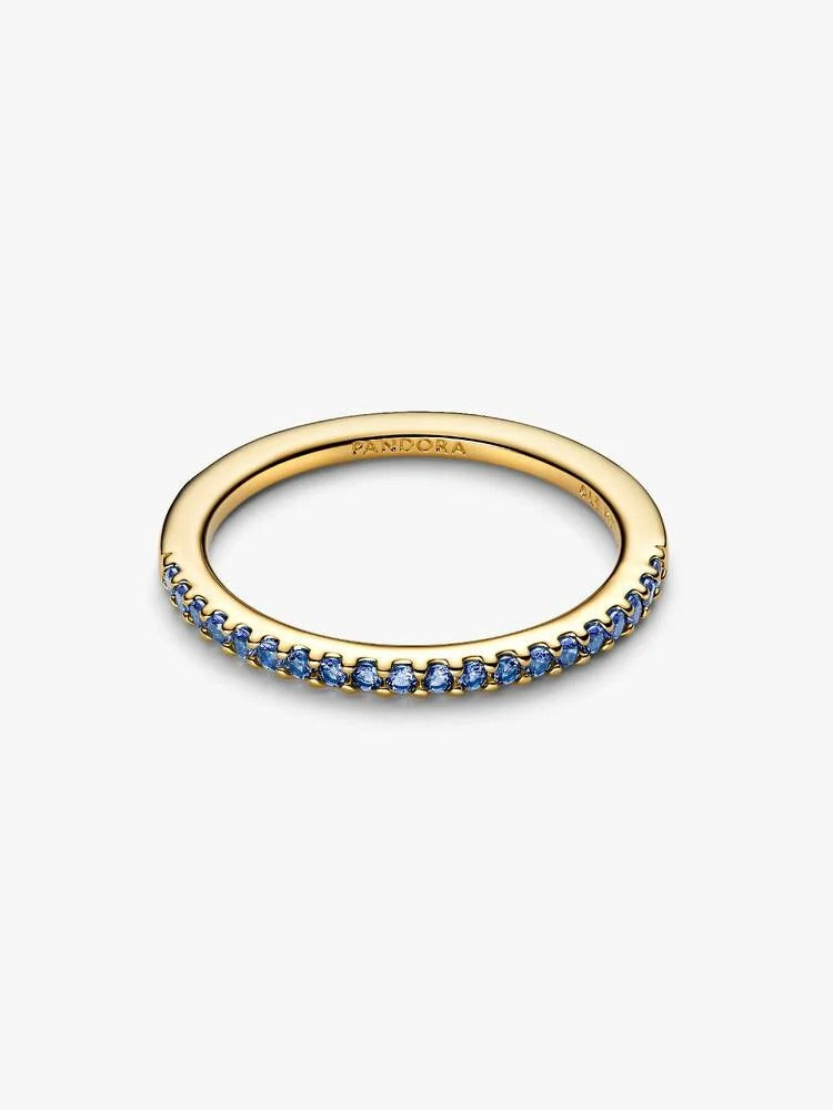 Sparkling Blue Half-Eternity Band Ring - 14ct Gold Plating