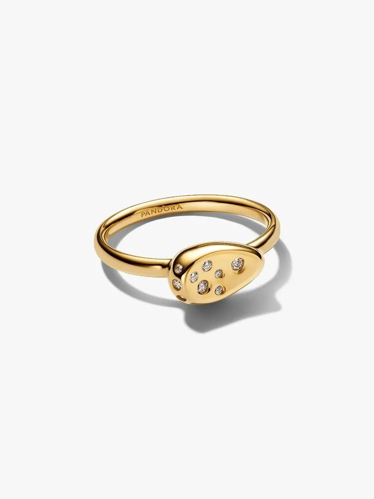 Medium Stone-Set Oval Signet Ring - 14ct Gold Plating