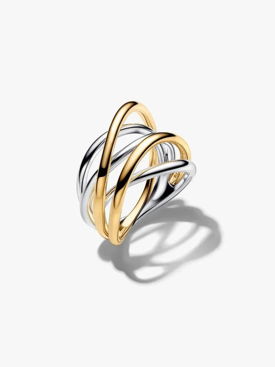 Two-Tone Entwined Band Ring - Sterling Silver/14ct Gold Plating