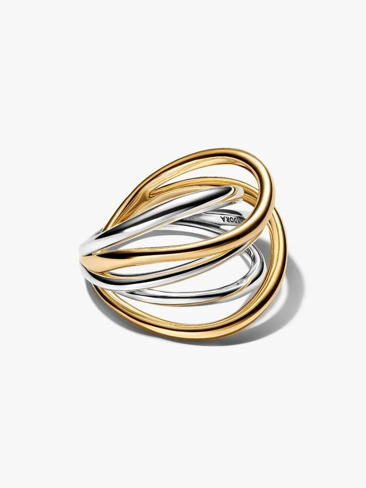 Two-Tone Entwined Band Ring - Sterling Silver/14ct Gold Plating