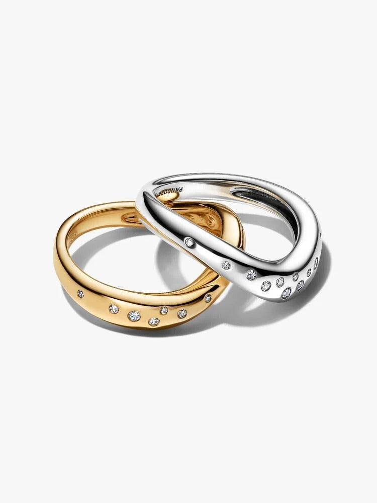 Splittable Cubic Zirconia Ring - Silver/14ct Gold Plating