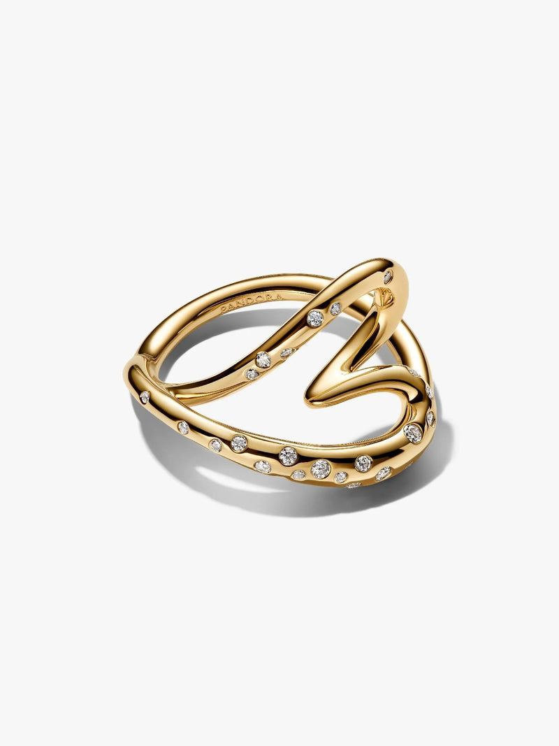 Organically Shaped Stone-Set Heart Ring - 14ct Gold Plating
