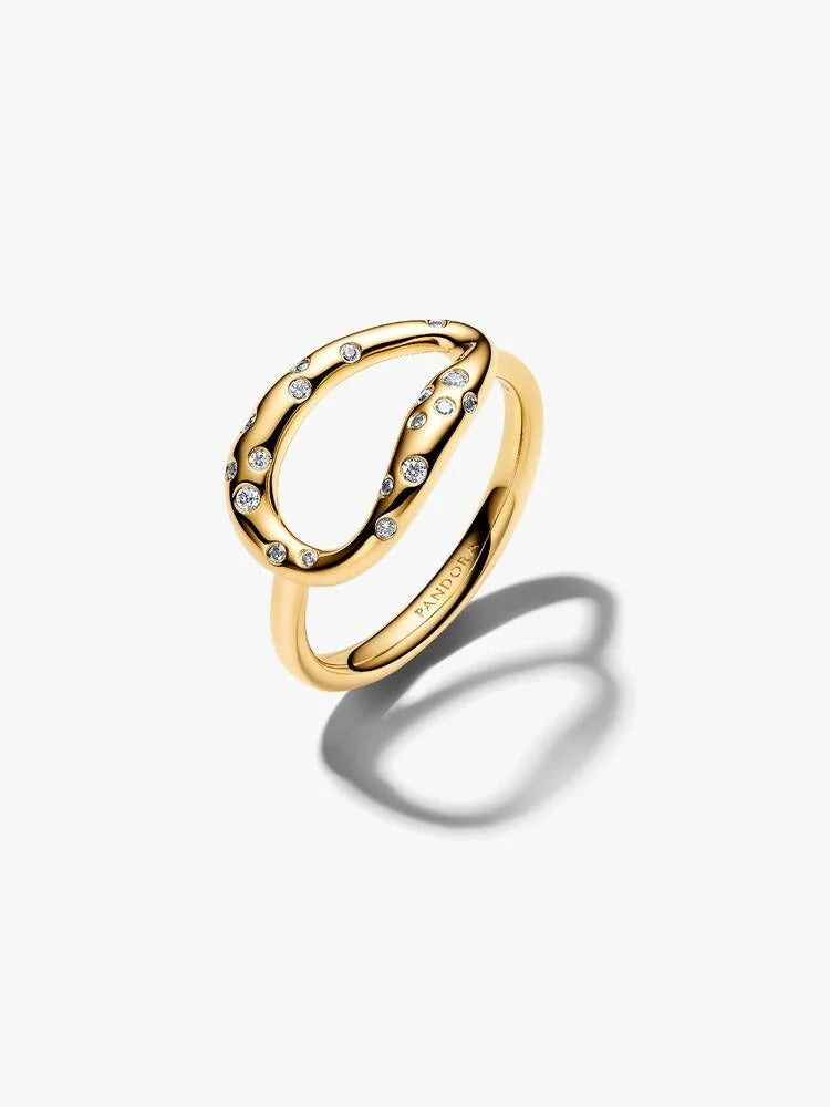 Organically Shaped Stone-Set Statement Ring - 14ct Gold Plating