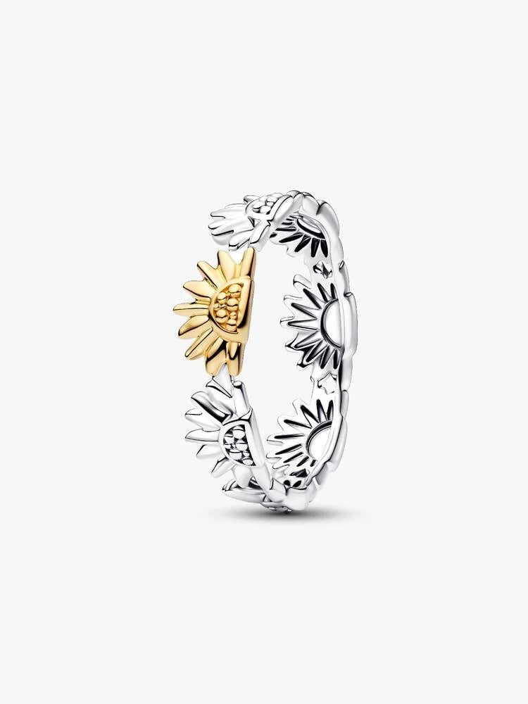 Sunflower Two-Tone Band Ring - Silver/14ct Gold Plating