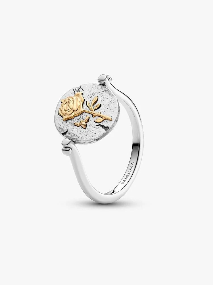 Rose Reversible Medallion Ring - 14ct Gold Plating
