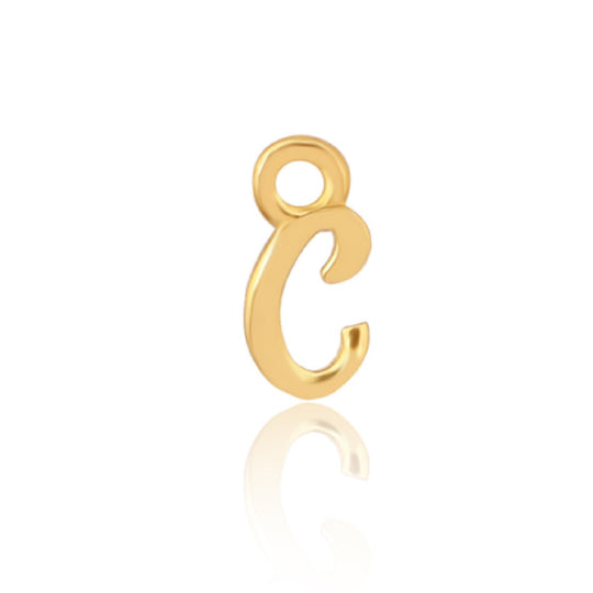 Initial C Alphabet Charm - Gold