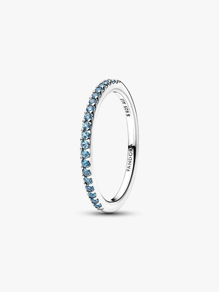 Sparkling Aquamarine Half-Eternity Band Ring - Sterling Silver