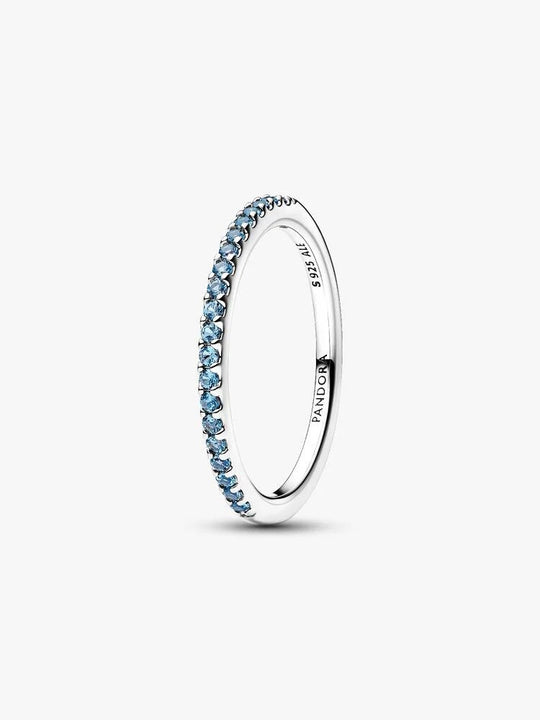 Sparkling Aquamarine Half-Eternity Band Ring - Sterling Silver