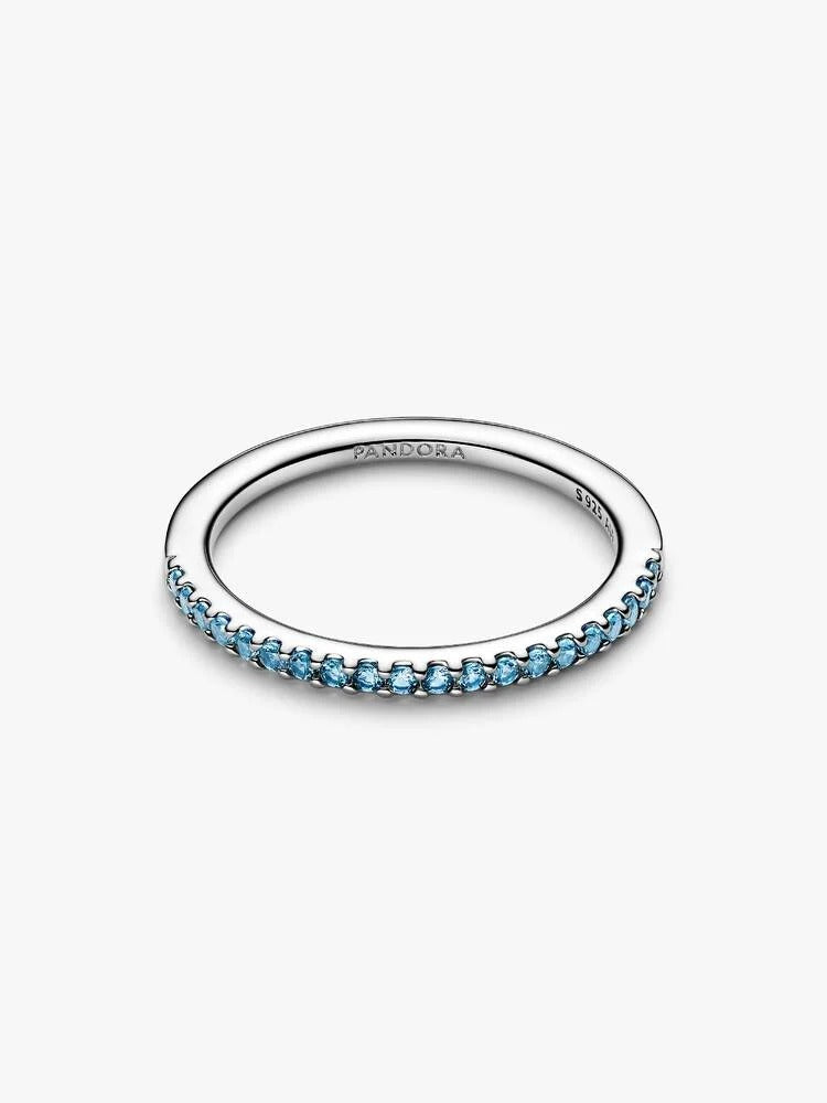 Sparkling Aquamarine Half-Eternity Band Ring - Sterling Silver