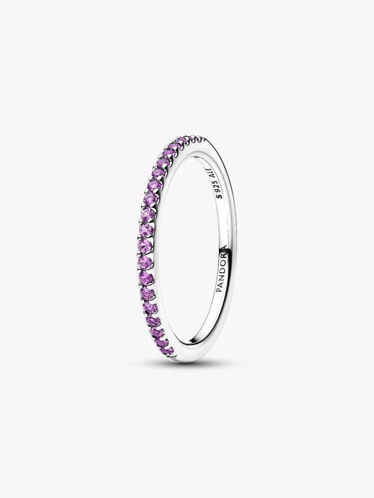 Sparkling Purple Half-Eternity Band Ring - Sterling Silver