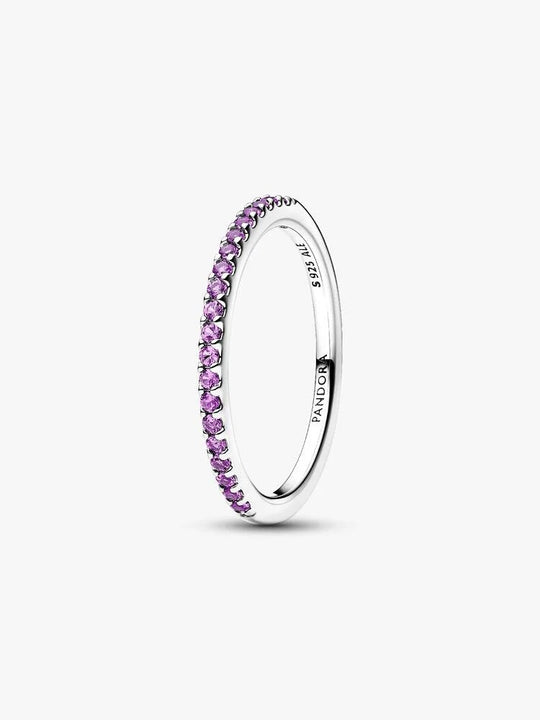Sparkling Purple Half-Eternity Band Ring - Sterling Silver