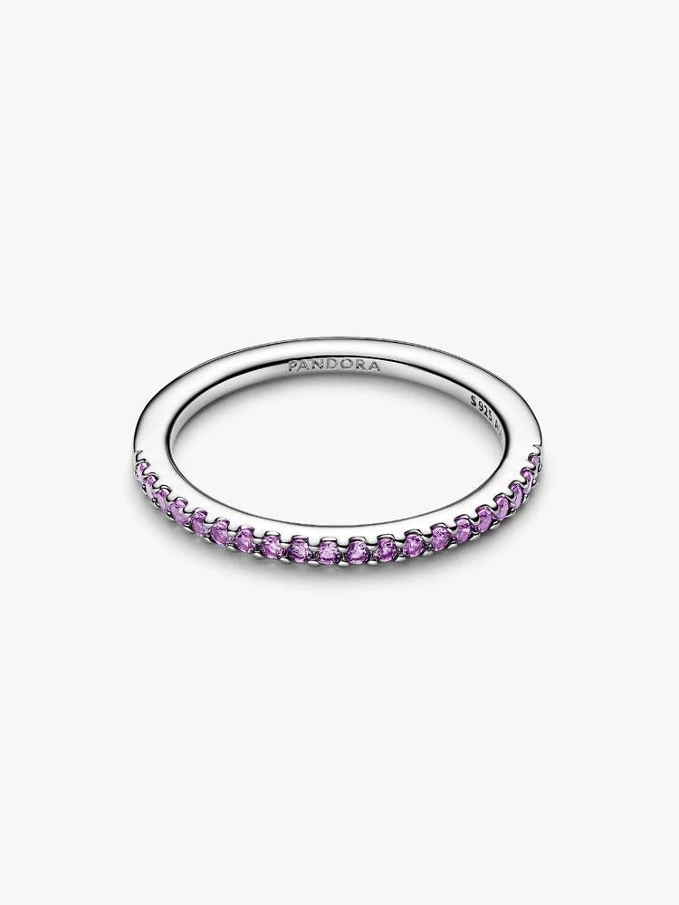 Sparkling Purple Half-Eternity Band Ring - Sterling Silver