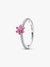 Sparkling Pink Flower Ring - Sterling Silver - 194499C02
