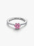 Sparkling Pink Flower Ring - Sterling Silver - 194499C02