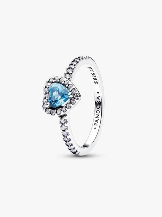 Elevated Heart Ring, Light Blue CZ - Sterling Silver - 198421C10