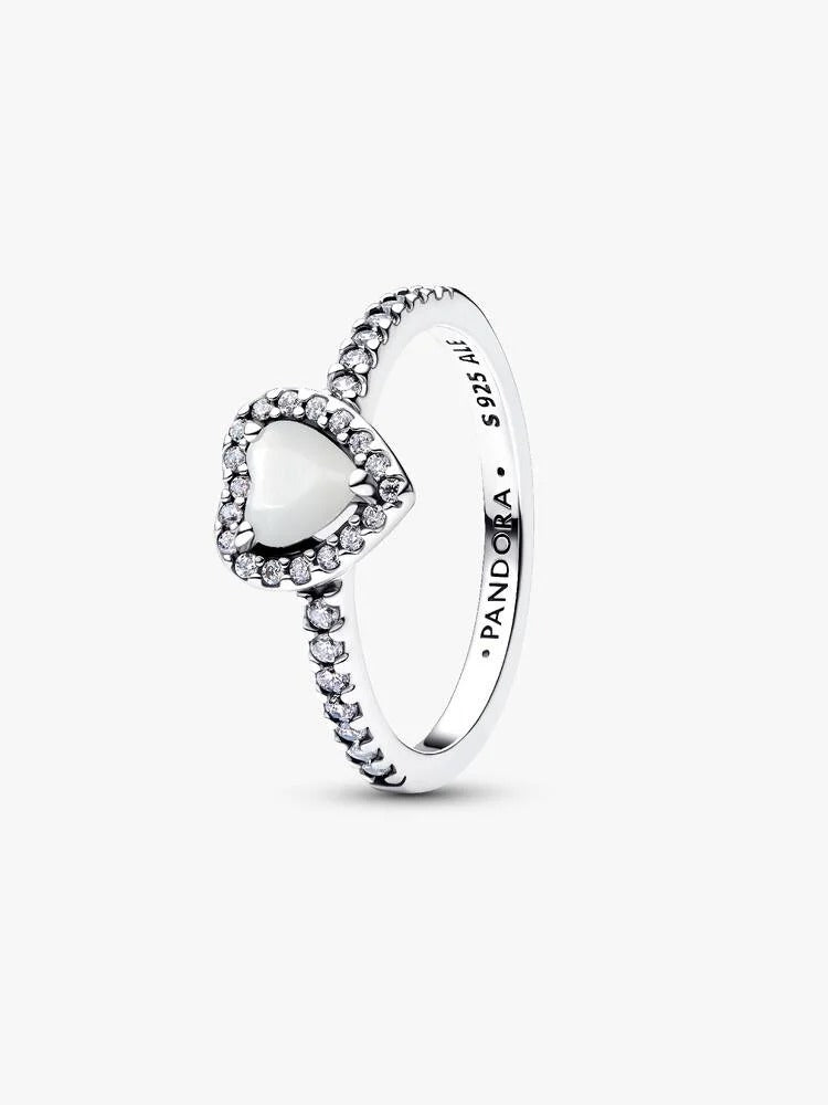 Elevated Heart Ring, White - Sterling Silver - 198421C11