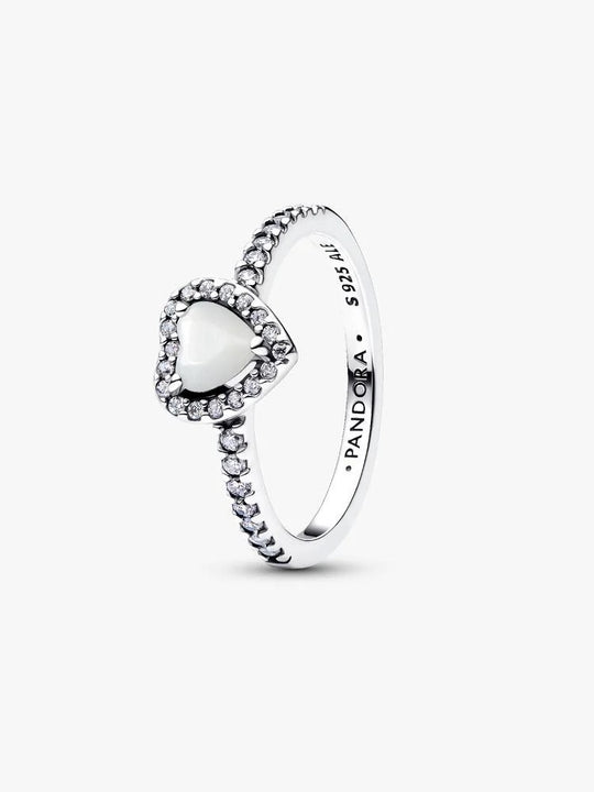 Elevated Heart Ring, White - Sterling Silver - 198421C11