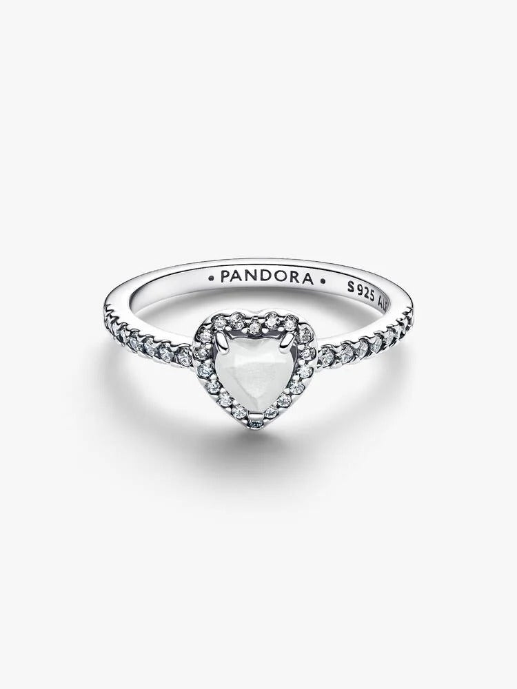 Elevated Heart Ring, White - Sterling Silver - 198421C11