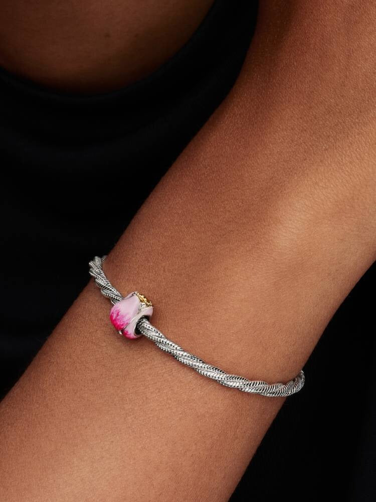 Pink Tulip Charm - Sterling Silver