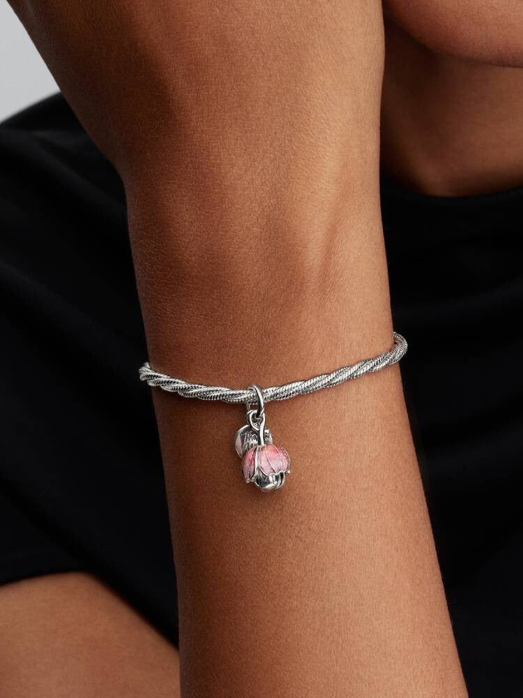 Two-Tone Blooming Flower Dangle Charm - 14ct Gold Plated - 764453C01